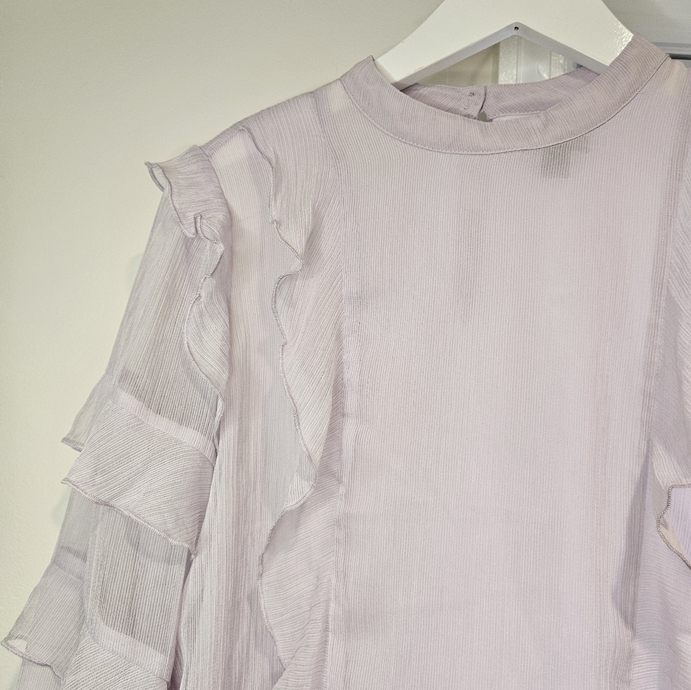 Ann Taylor Mock neck Lavendar Sheer Blouse size S - Picture 3 of 6